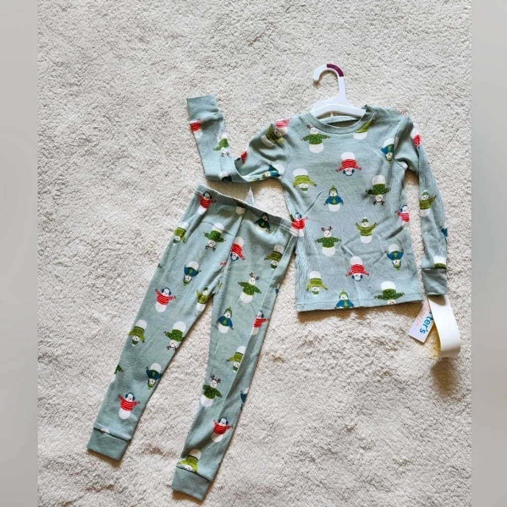 NWT toddler boy / girl Christmas 2 piece pajama set Snowman 100% cotton, size 3t